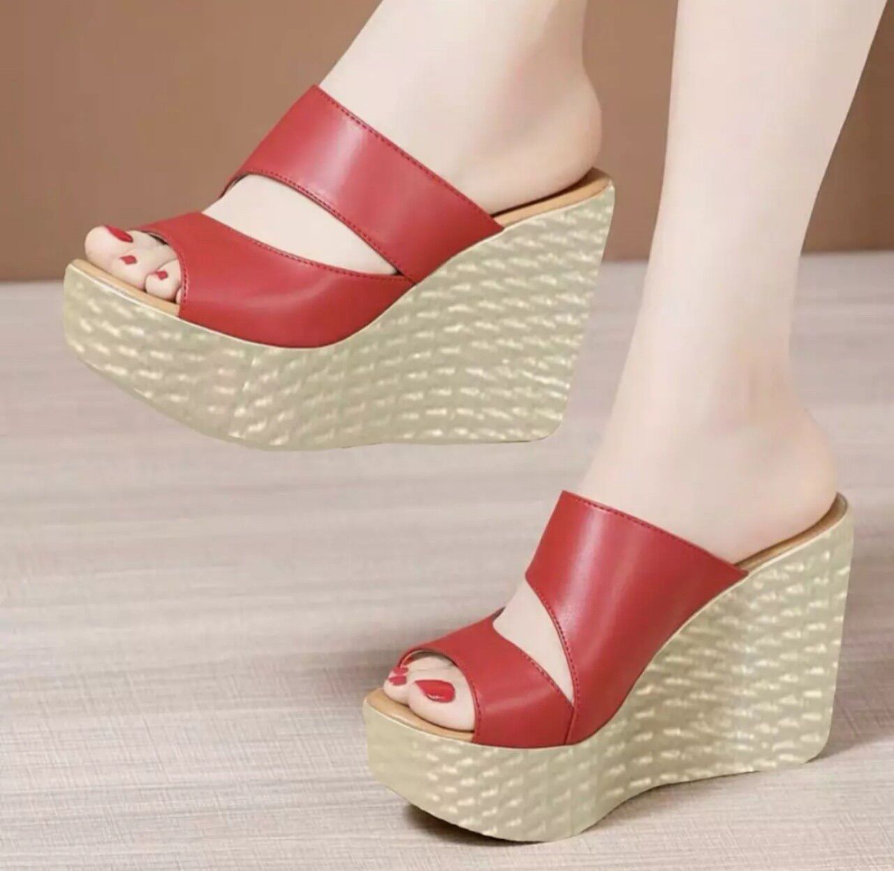 Dép đế xuồng quai khuyết eo cao 10f 4