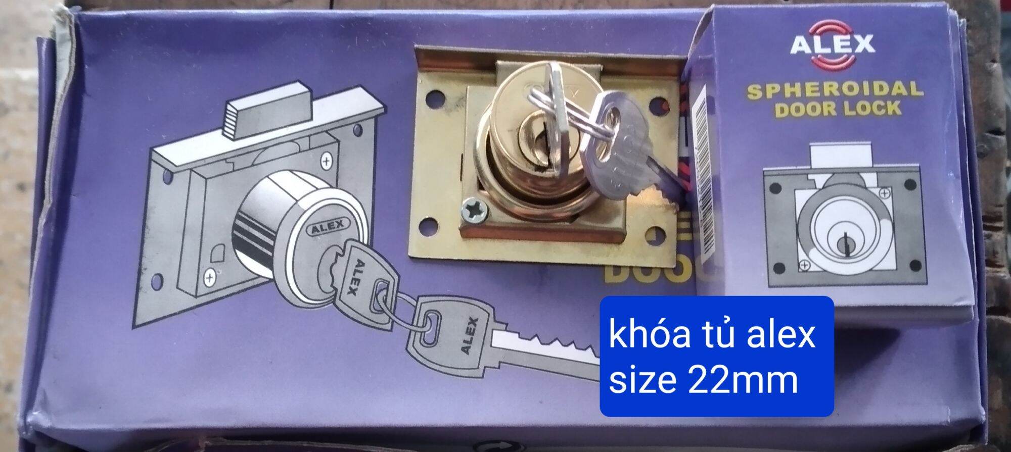 Ổ khóa tủ Alex size 22mm, có tặng vít