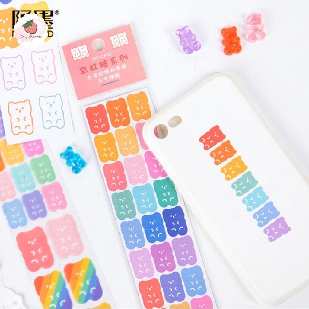 Set 2 dải sticker Hàn hình gấu mập