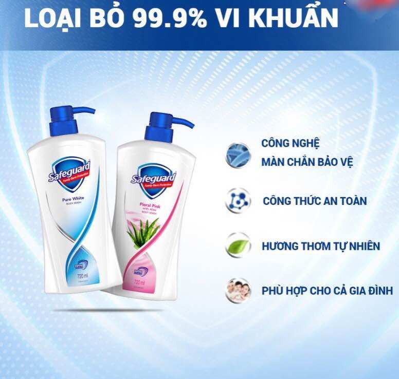 Sữa tắm SAFEGUARD Nha Đam 720ml