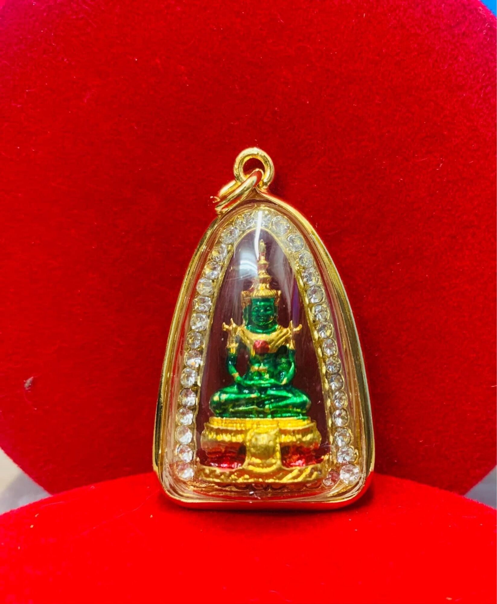 Đồ thờ thái lan thailand amulet mặt dây chuyền phật ngọc phra keaw khung si vàng đẹp