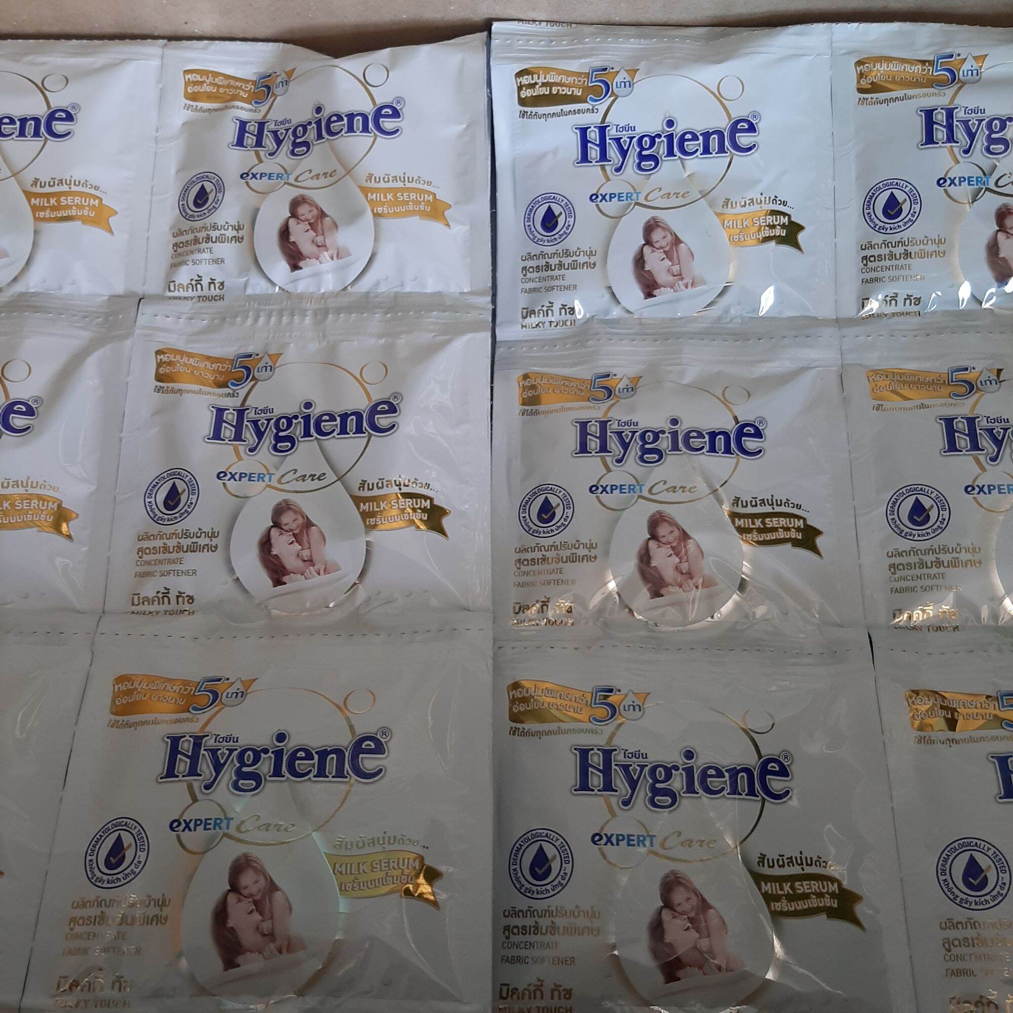 Nước xả vải Hygiene Thái Lan đậm đặc gói 20ml - dây 10 gói màu trắng