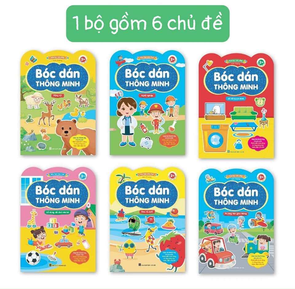 Combo 6 quyển bóc dán thông minh cho bé