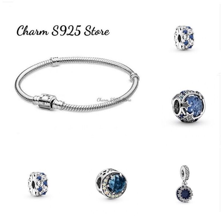 Bộ vòng tay pan ale trăng sao mix 5 hạt charm bạc s925