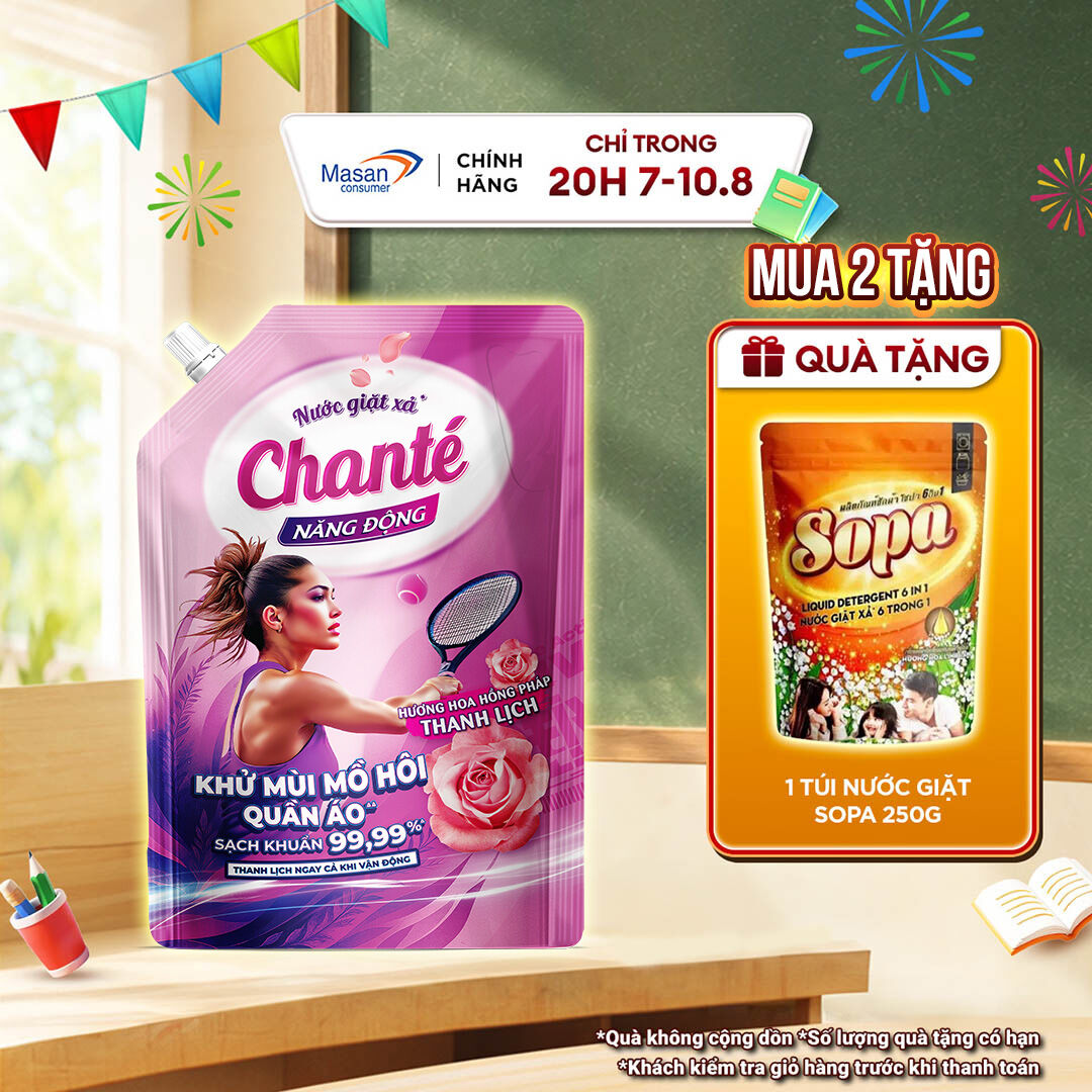 Nước giặt xả Chanté Active cao cấp 8 trong 1 túi x 3.2kg