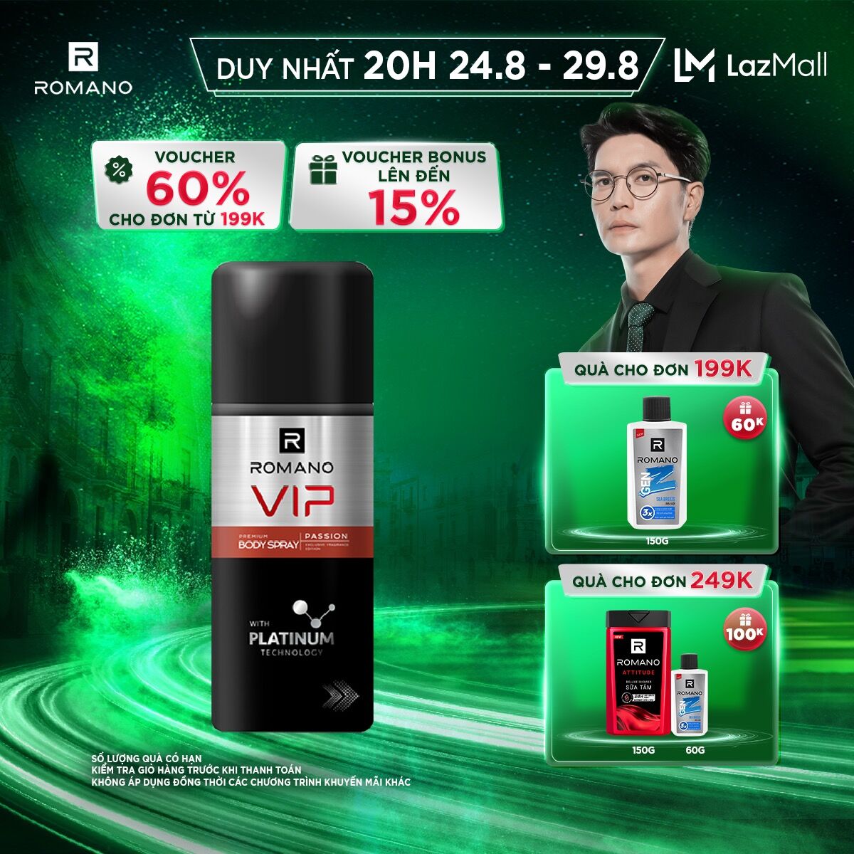 Xịt khử mùi cao cấp Romano VIP Passion sang trọng cuốn hút 150ml