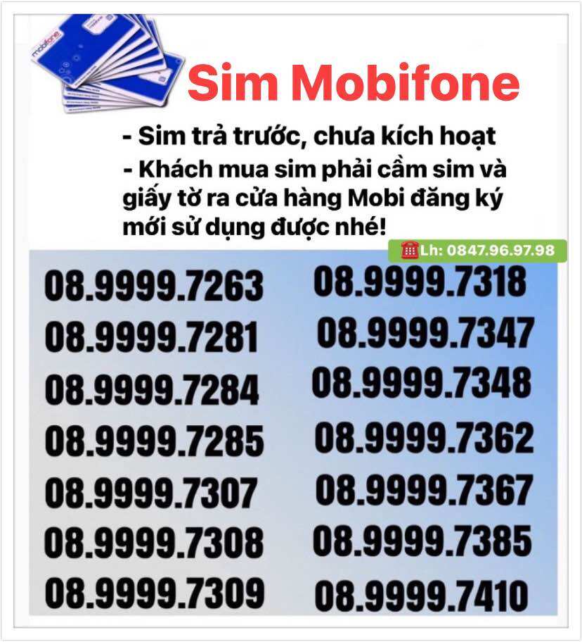 Sim mobi số đẹp tứ quý giữa 07/089999