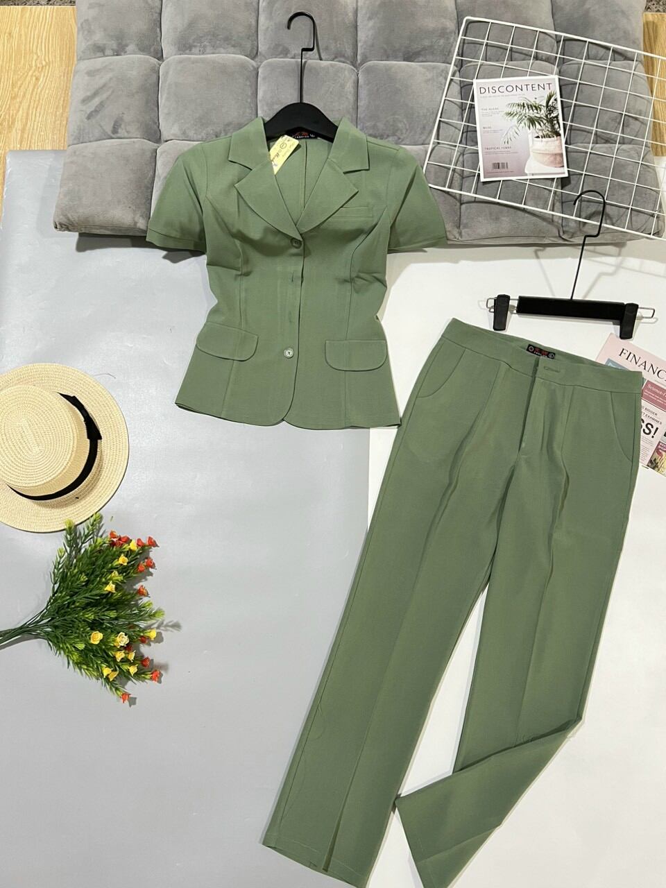 Bộ đồ nữ ves thời trang công sở vải kaki có giãn
