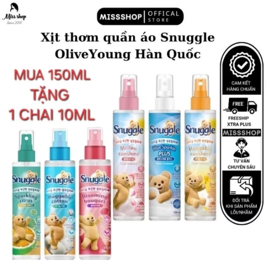XỊT THƠM QUẦN ÁO SNUGGLE 150ML LƯU HƯƠNG LÂU NỘI ĐỊA HÀN QUỐC