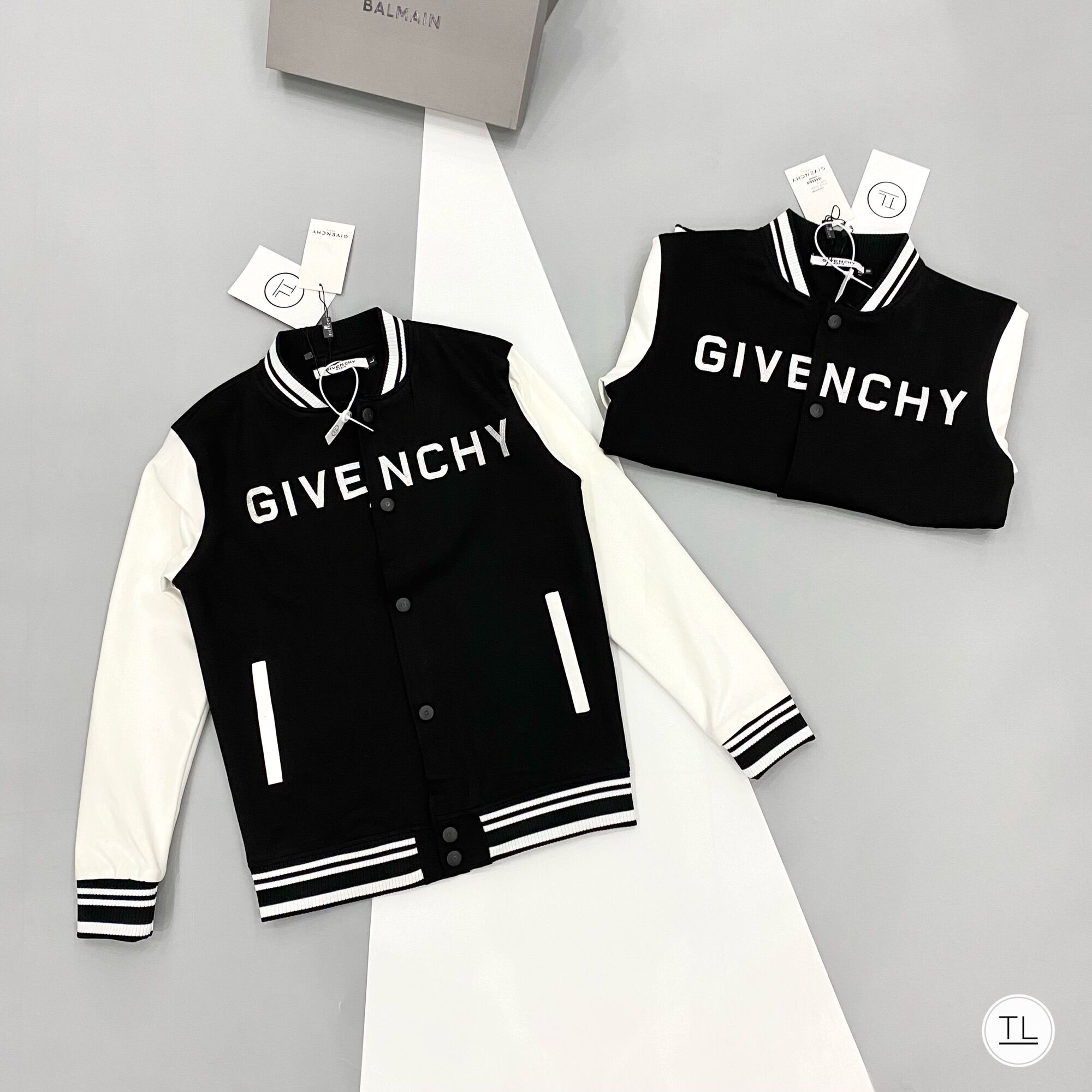 Áo Khoác Bomber G.V.C Tay trắng Hotren