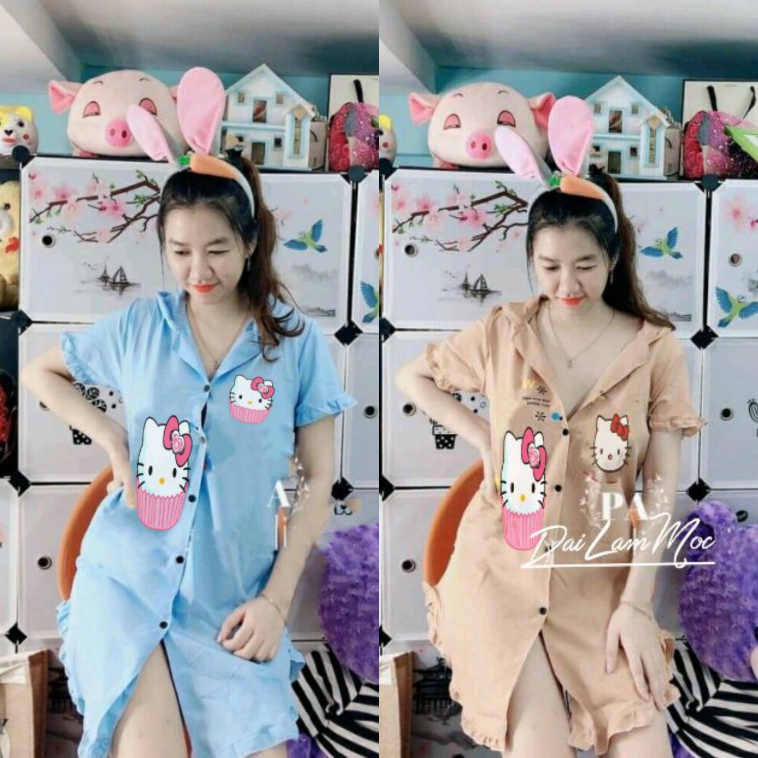 [HCM]Đầm sơmi kate lụa mặc nhà cho nữ - Đầm ngủ mặc nhà - M42