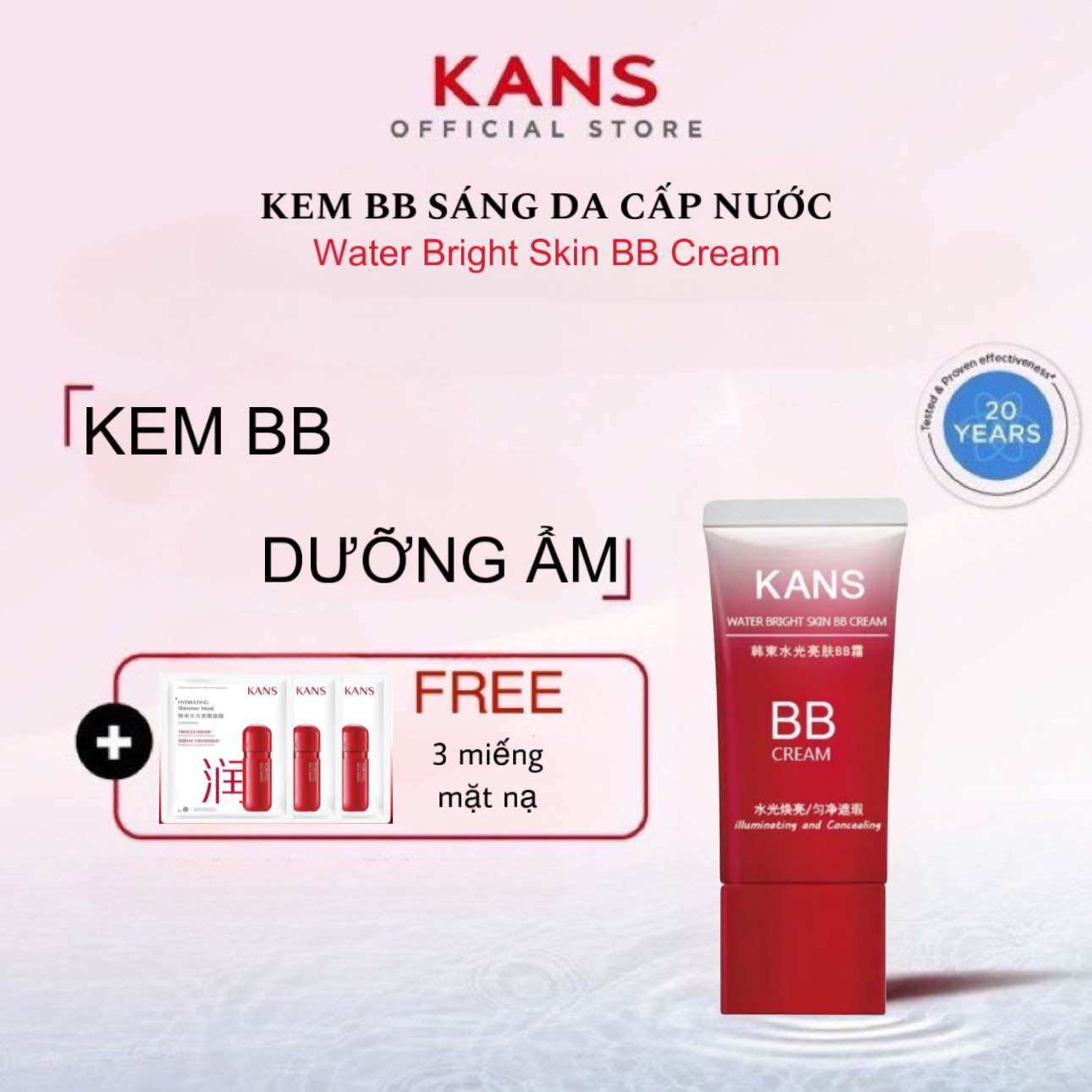 Kem BB KANS sáng da cấp nước và che các khuyết điểm