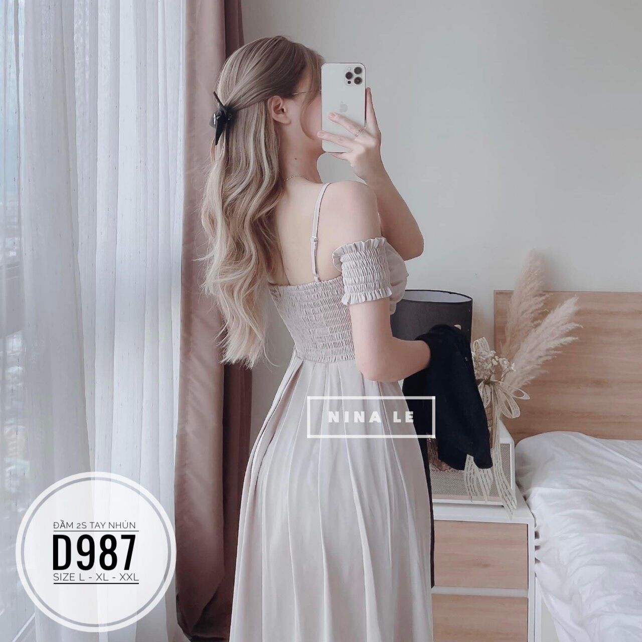 60-90kg Bigsize ĐẦM 2S TAY NHÚNG D987