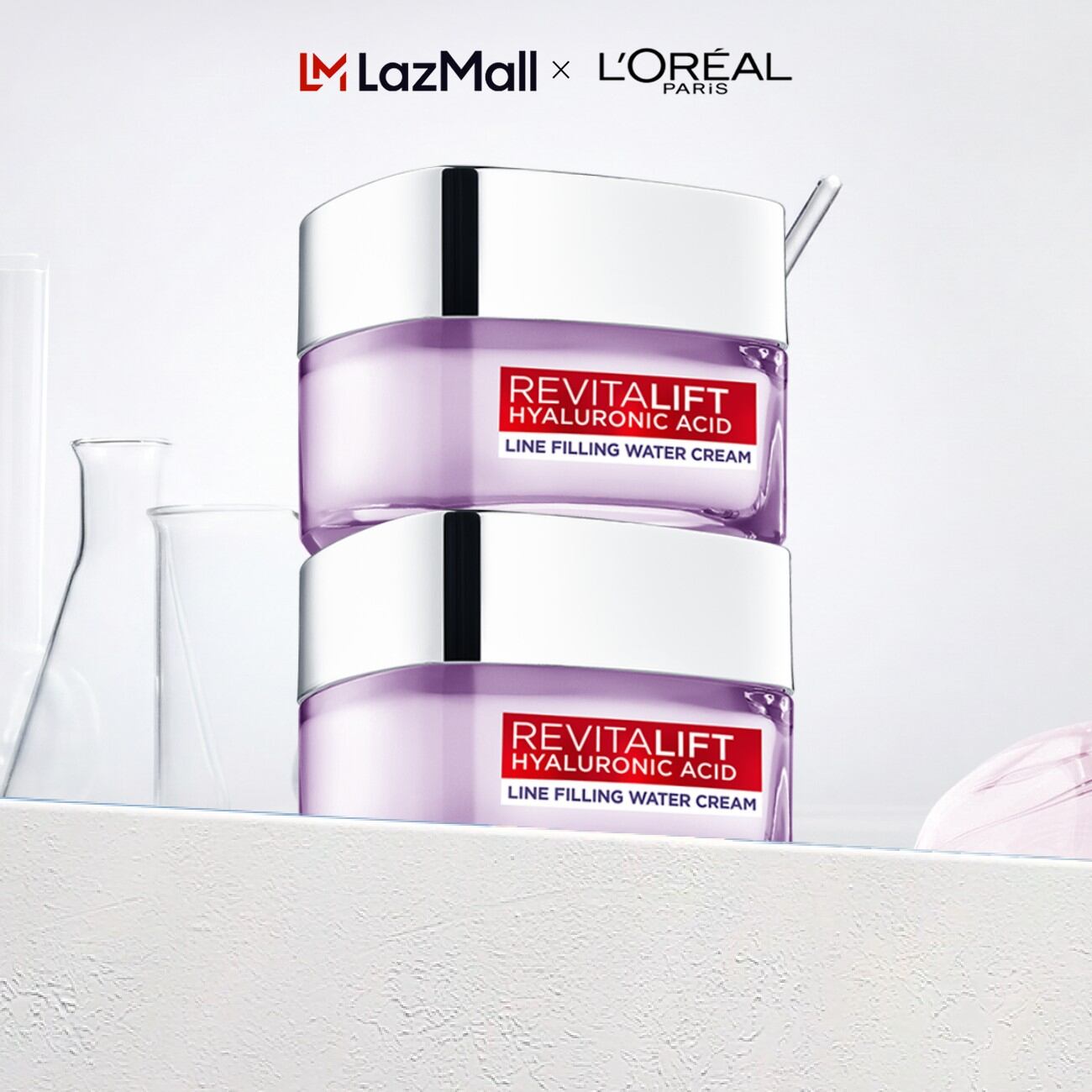 Bộ 2 kem dưỡng siêu cấp ẩm  giảm nếp nhăn L'Oreal Paris Revitalift Hyaluronic Acid 50ml