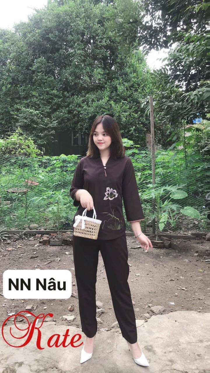 Đồ Lam Đi chùa#_ Mẫu nút Ngọc _ Thêu Sen