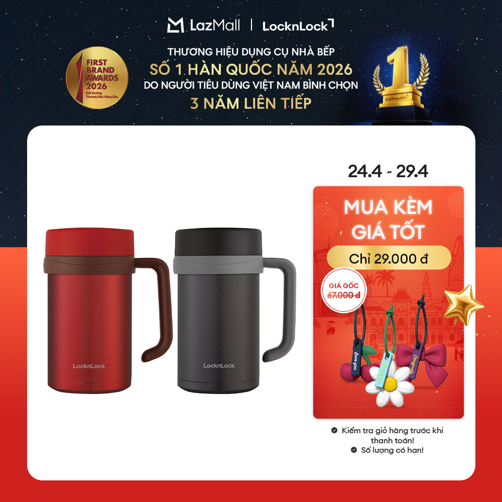 LHC4026B - Ca giữ nhiệt có tay cầm Table Mug LockLock 500ml Màu Đen, thép không gỉ 304, nhỏ gọn, Giữ nhiệt cả ngày - Hàng chính hãng