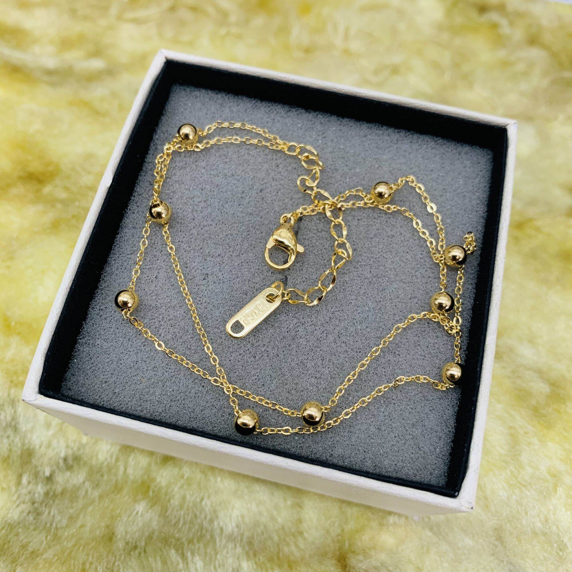Lắc chân titan dây đôi bi nhỏ
