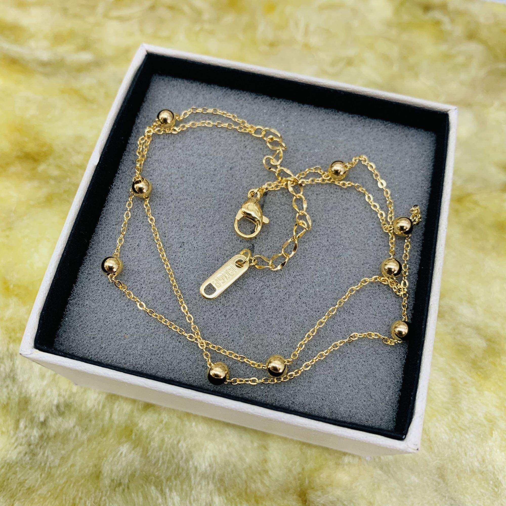 Lắc chân titan dây đôi bi nhỏ