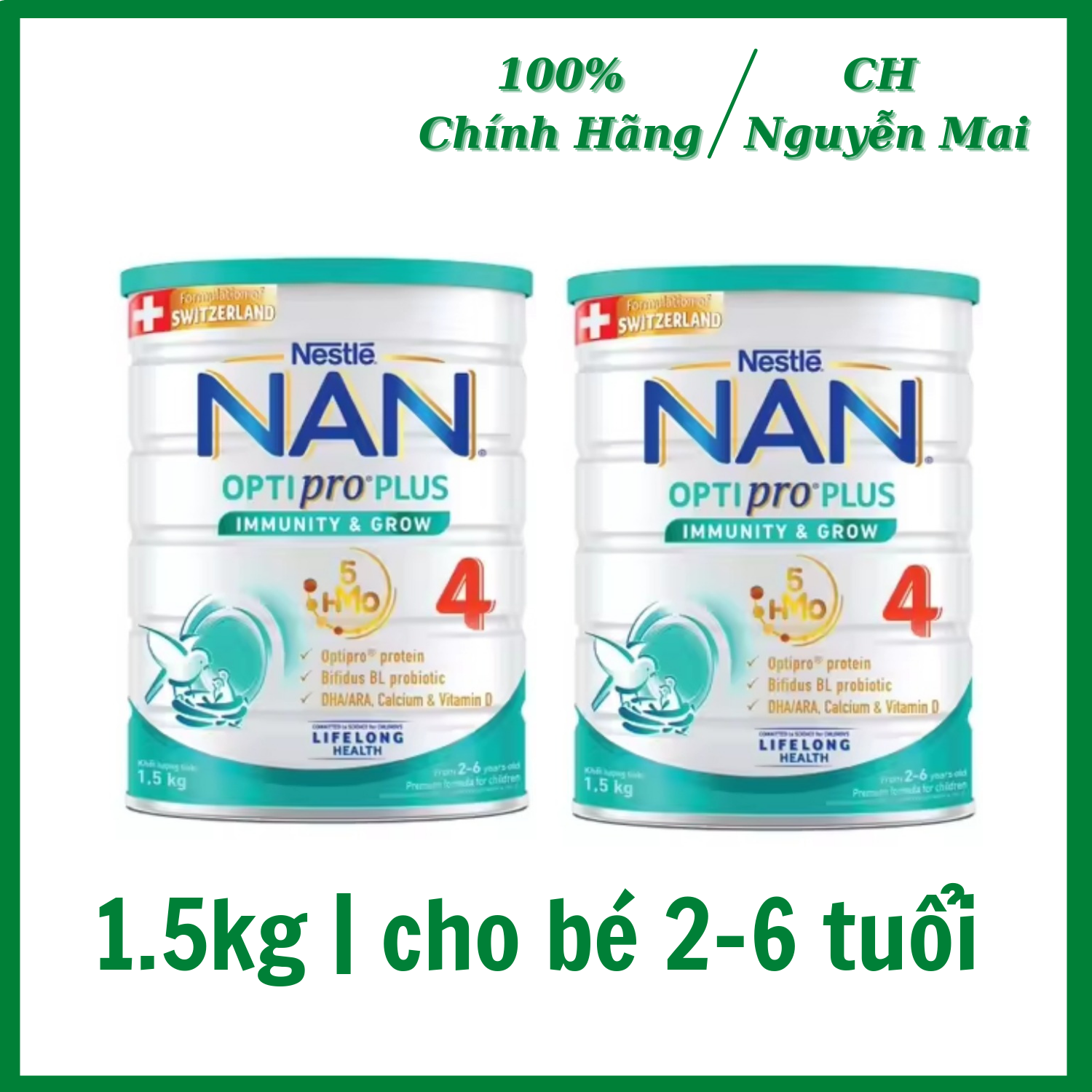 Nan 4 - Combo 2 Lon Sữa Bột Nestle Nan Optipro 4 1.5kg - Mẫu Mới