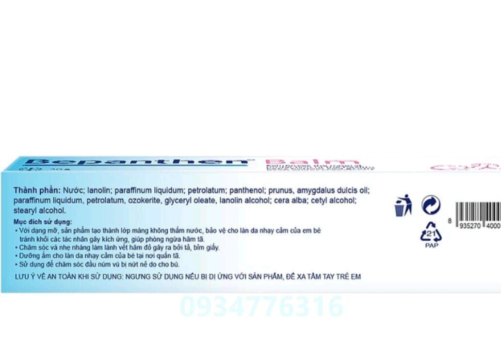 Bepanthen Balm kem mỡ chống hăm tuýp 30g