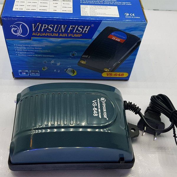 Máy sục sủi thổi khí oxy 2 vòi vs648 5w vipsun vs-648 cho hồ cá