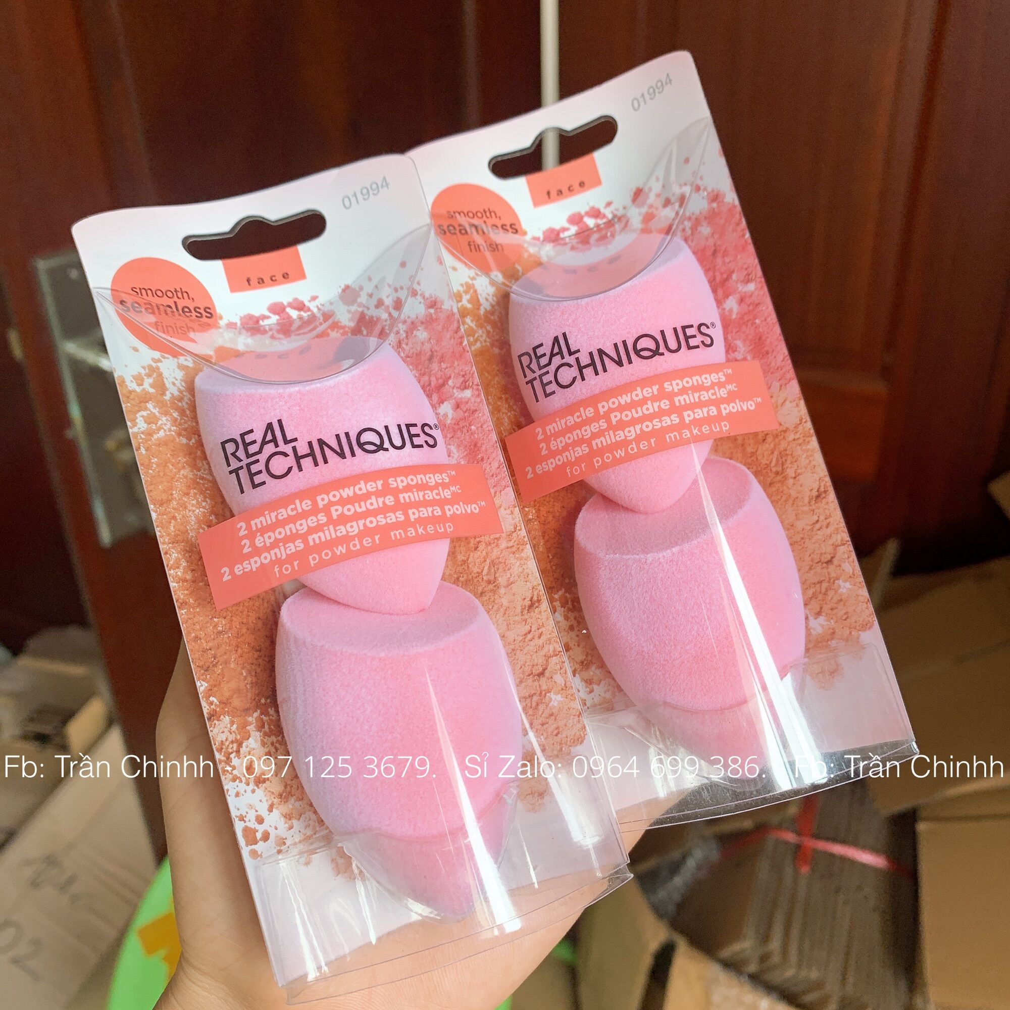 Bill Mỹ - Mút tán nền, phấn phủ Real Techniques chính hãng, xài êm màu hồng siêu xinh