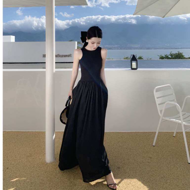 Long White Maxi Dress with Chest Hemline