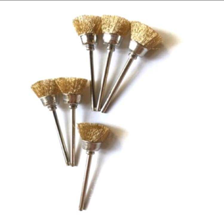Bộ 6 chổi chén đánh gỉ màu đồng 16mm cán 3mm