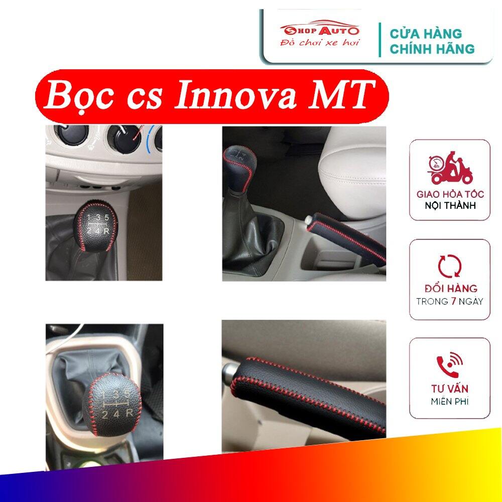 Bọc cần số xe Toyota Innova 2017-2021, bọc phanh tay xe ô tô Toyota Innova 2017-2021 Số sàn MT da bò giá xưởng