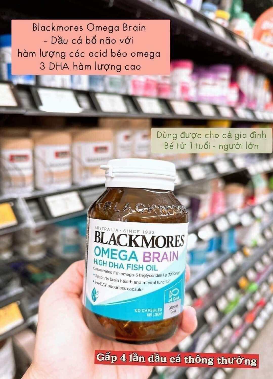 Dầu Cá Blackmores Omega Brain High DHA Fish Oil Lọ 60 Viên