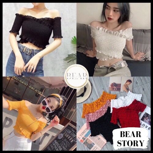 Áo croptop kiểu nữ voan nhún đắp chéo style nữ tính by candystyle