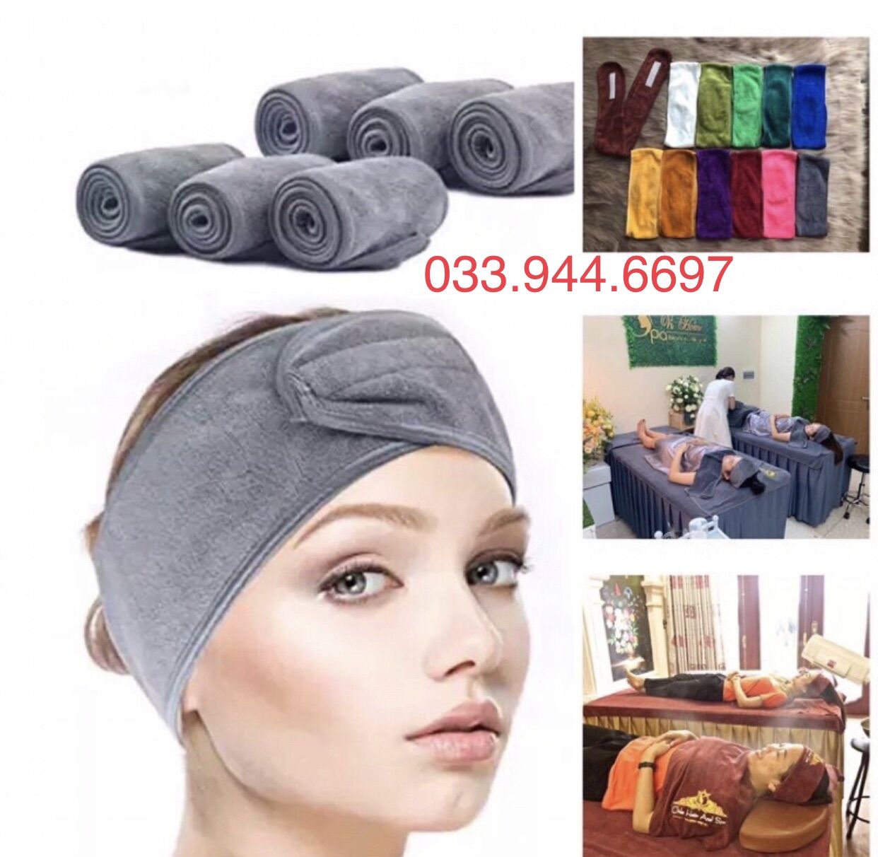 Băng đô quấn spa - băng đô nửa đầu rửa mặt cho spa salon