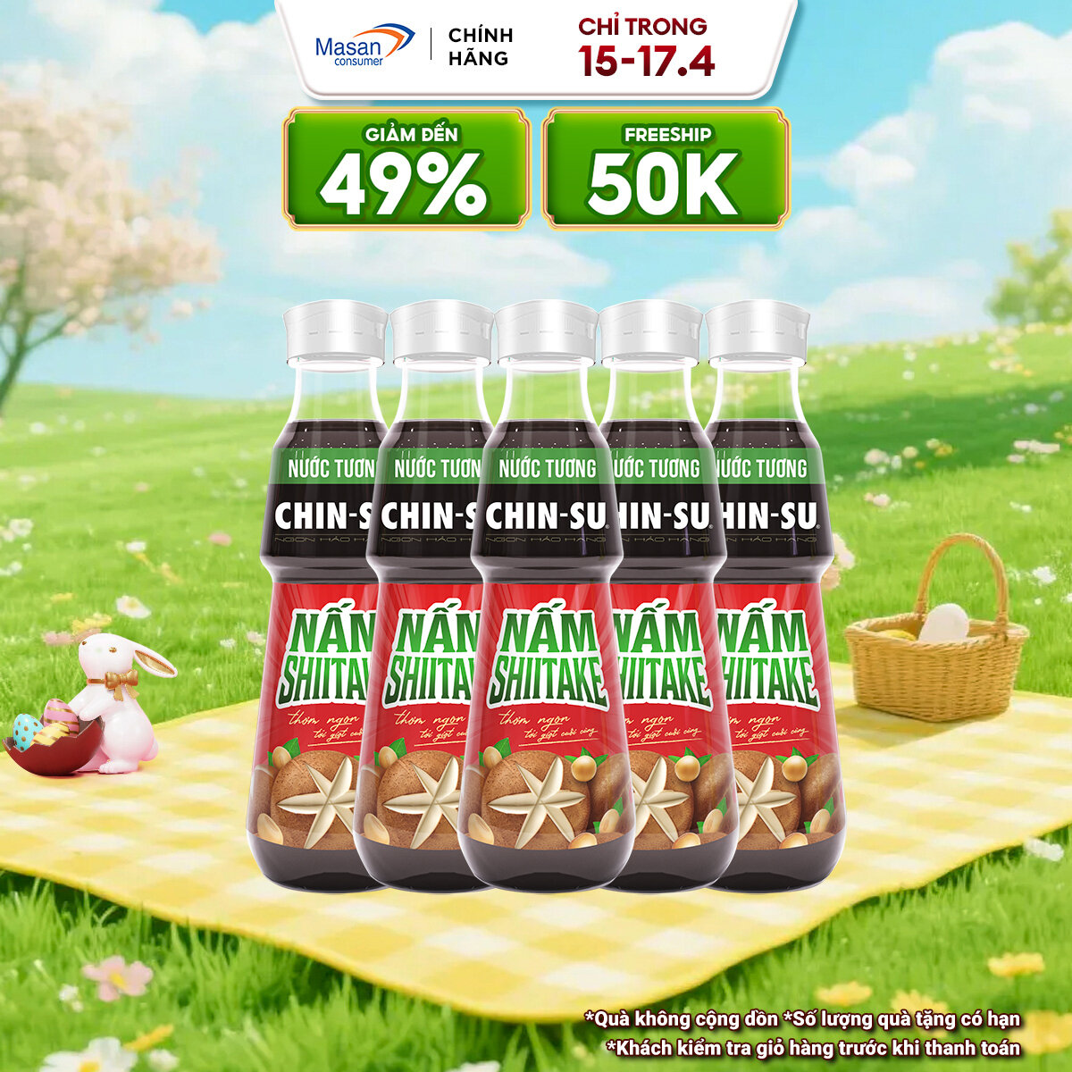 Combo 5 Nước Tương CHIN-SU Nấm Shiitake Chai 330ml