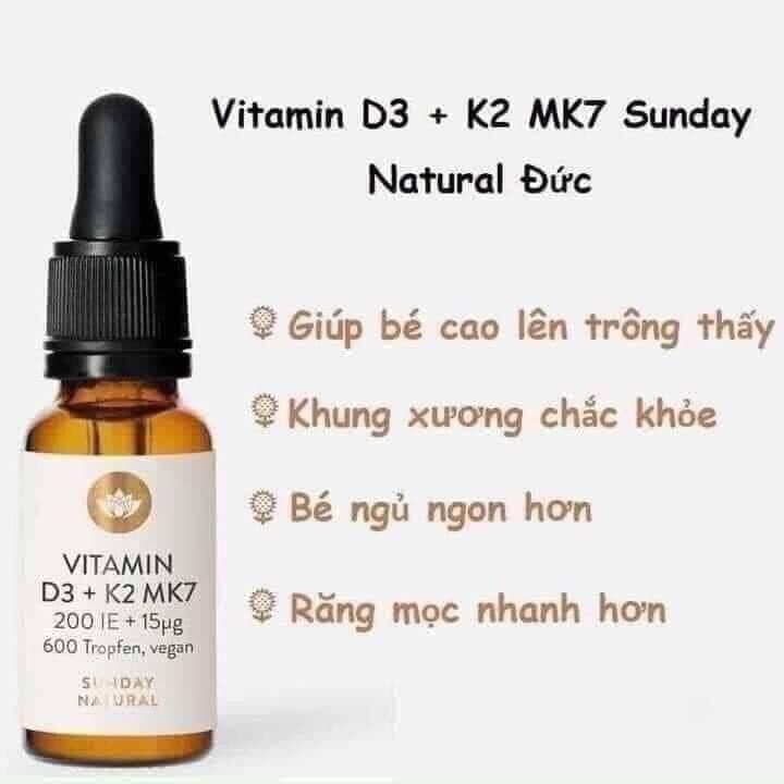 Vitamin d3 k2 mk7 sunday natural đức 20ml