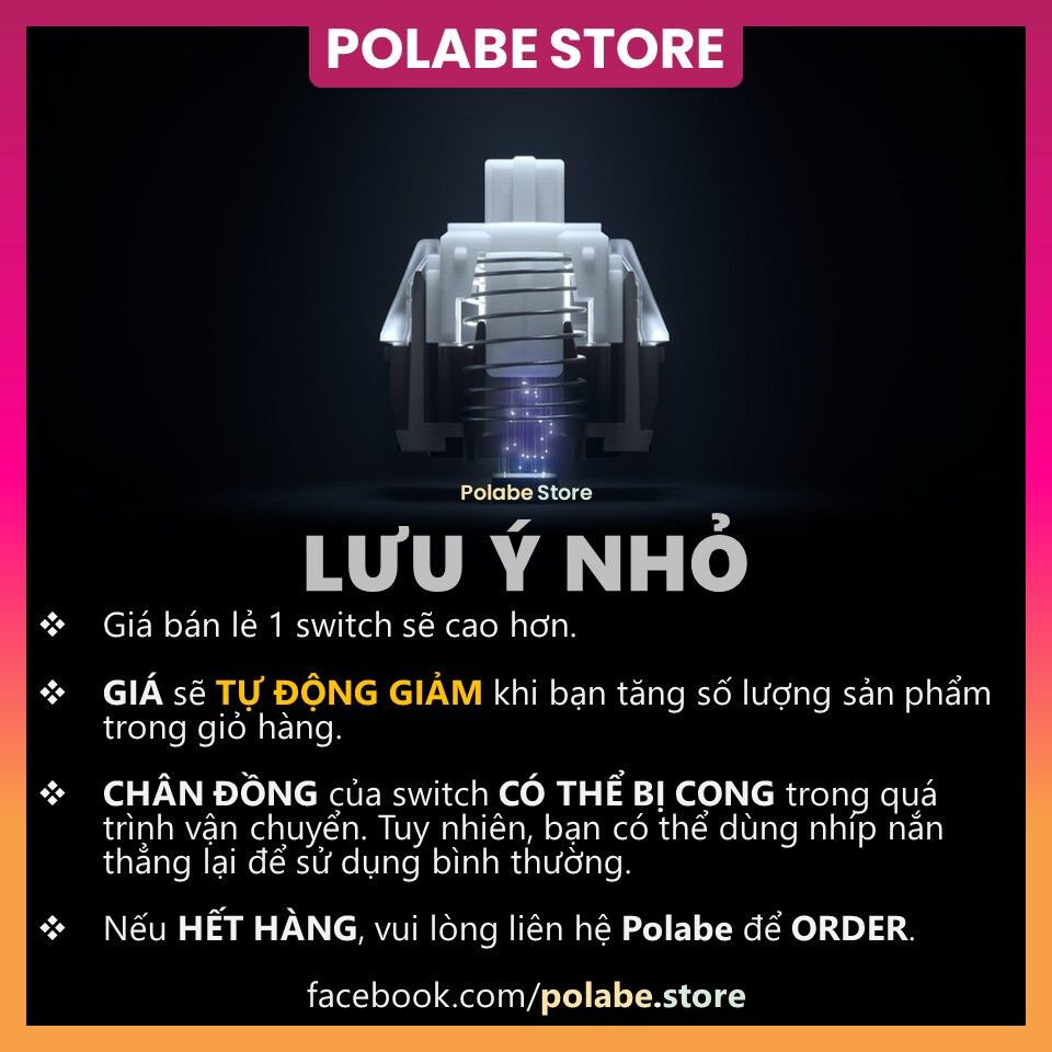 KTT Strawberry 5 Pin Linear Switch KTT Dâu Bản Mới 5 Pin Công Tắc Bàn Phím Cơ - Polabe Store