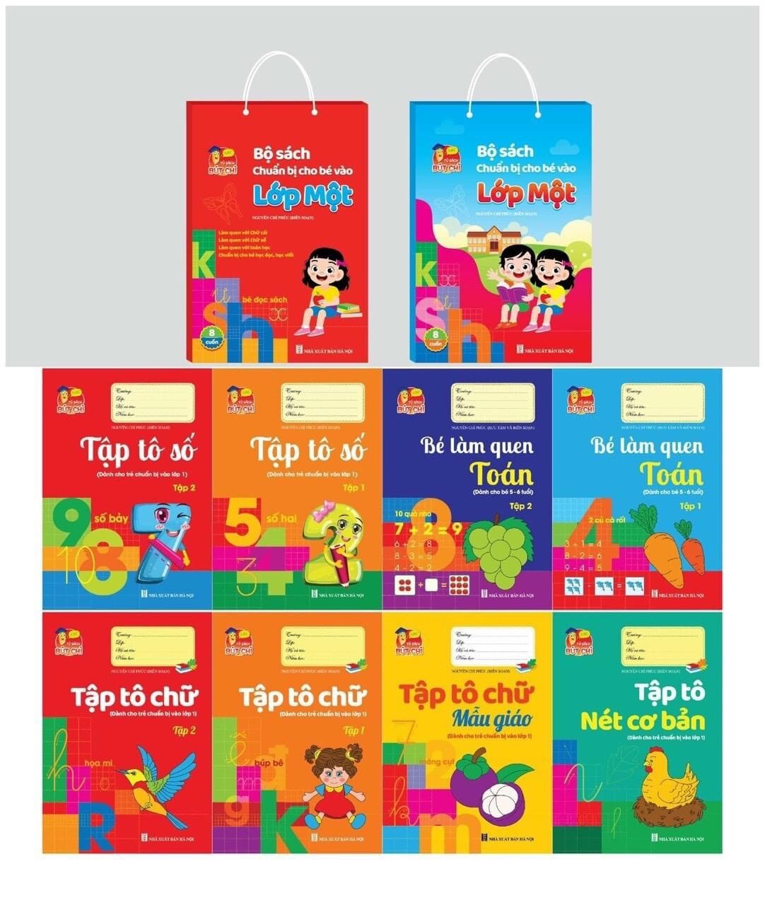 Combo 8 cuốn tập tô chữ, tô số dành cho bé từ 3 tuổi