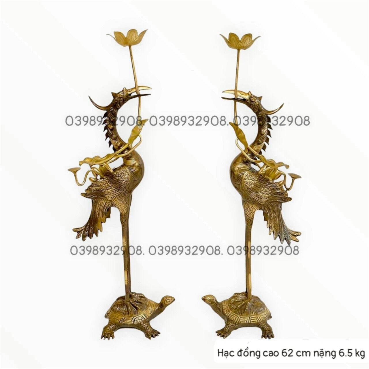 Hạc đồng cao 60 cm nặng gần 5kg chất liệu bằng đồng