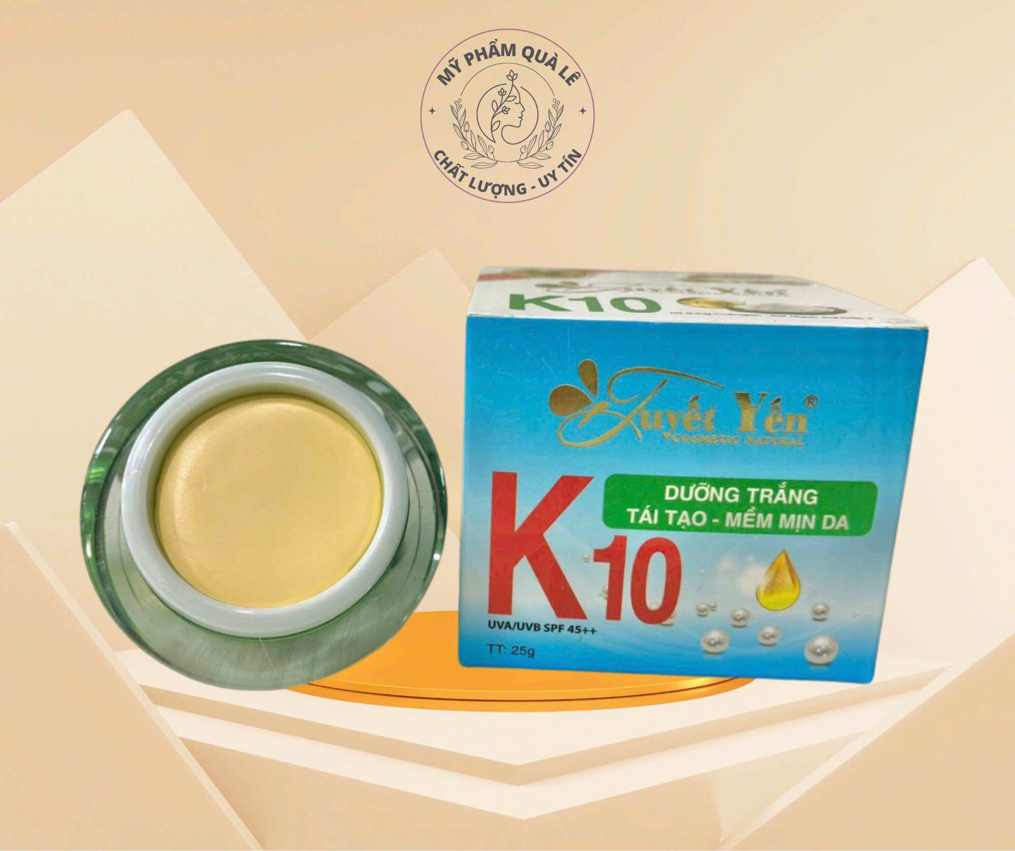 [chính hãng 100%] kem Tuyết Yến K10 dưỡng trắng da- giữ ẩm- tái tạo- mềm mịn da SPF 45+ 25g