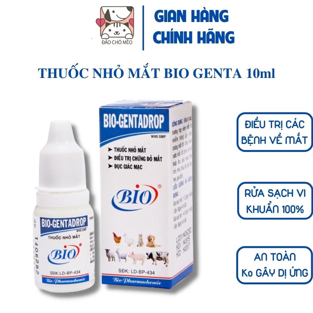 Nhỏ mắt chó mèo Bio Genta chữa đỏ mắt , ghèn mắt