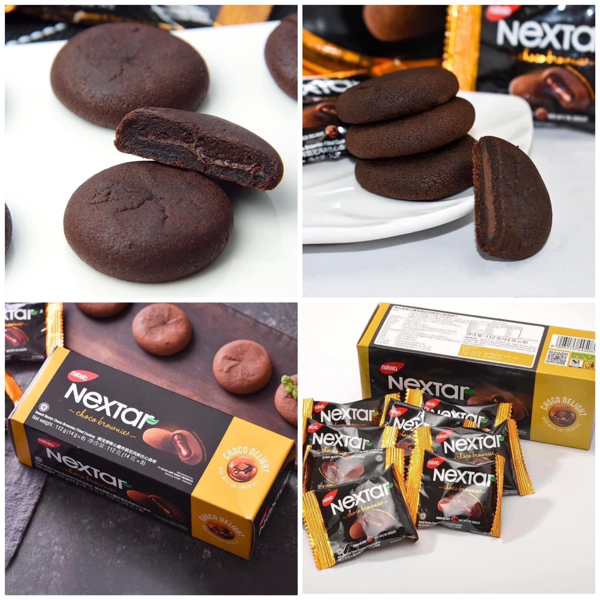 Bánh Nabati Nextar Choco Brownies Filled Cookies ( 1 Hộp 8 Bánh )