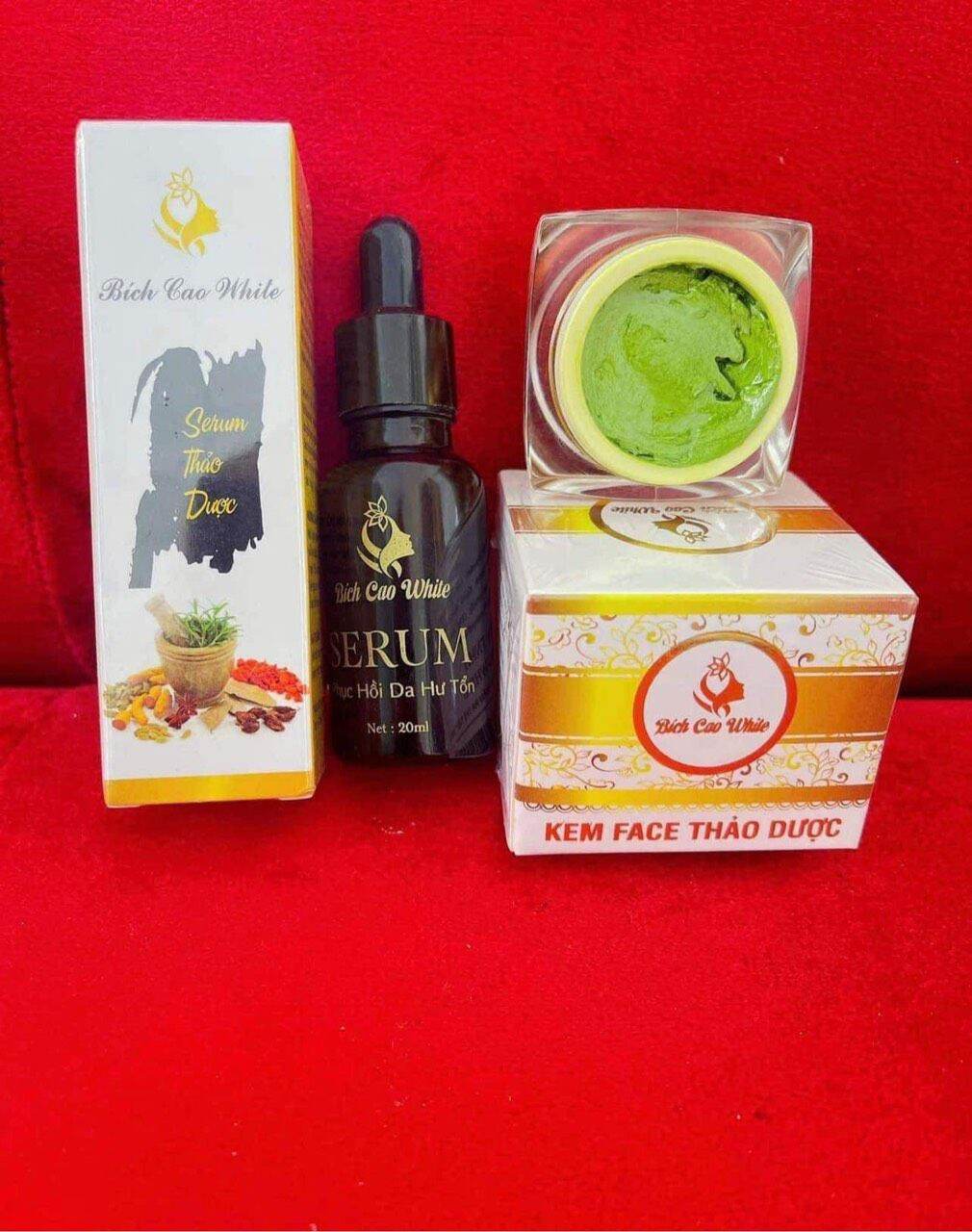 Combo trà xanh thảo dượcvà serum thảo dược Bích Cao White