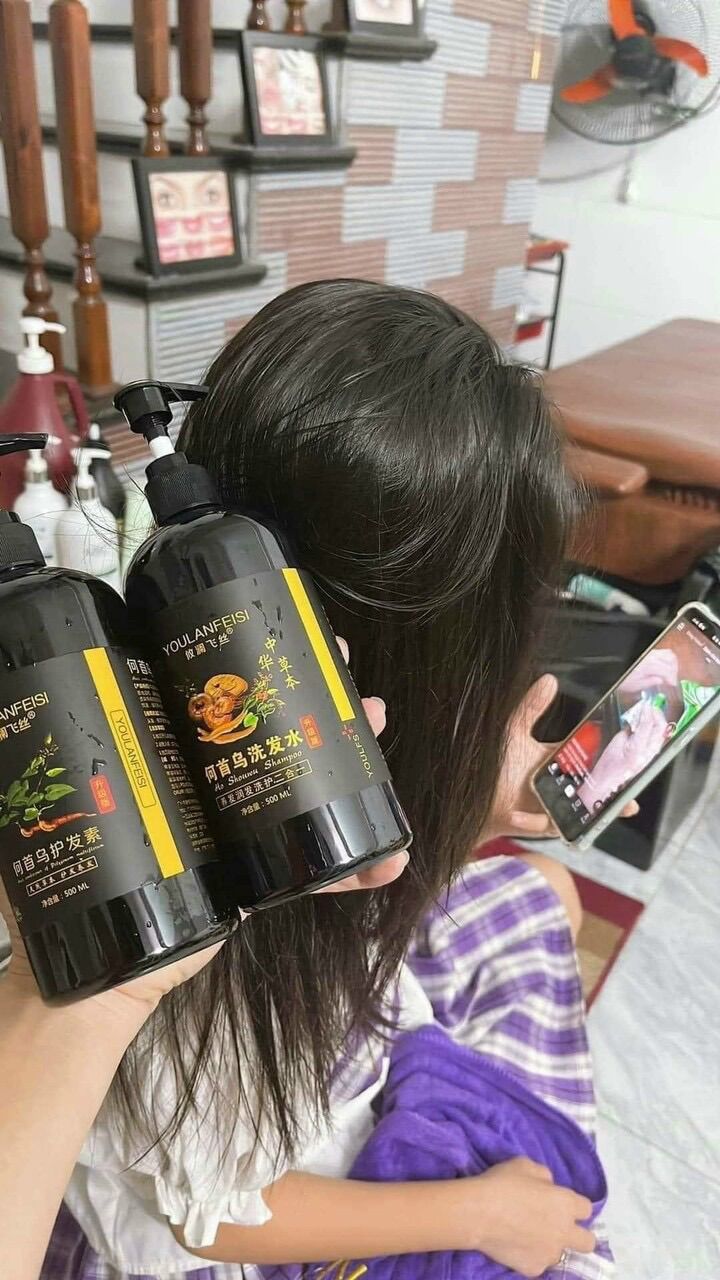 Dầu gội hà thủ ô linh chi 500ml xả gội combo