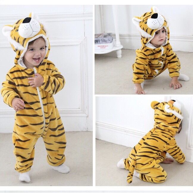 Bộ body nhung hình con hổ cho bé