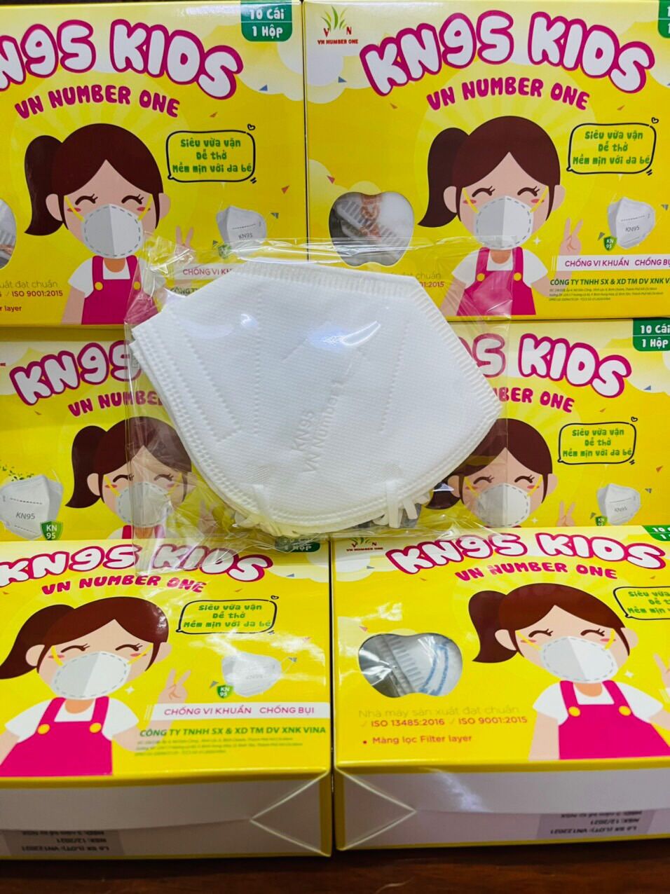 Khẩu trang Kn95 Vn Number One Trẻ Em( 4 lớp )( hộp = 10 cái)