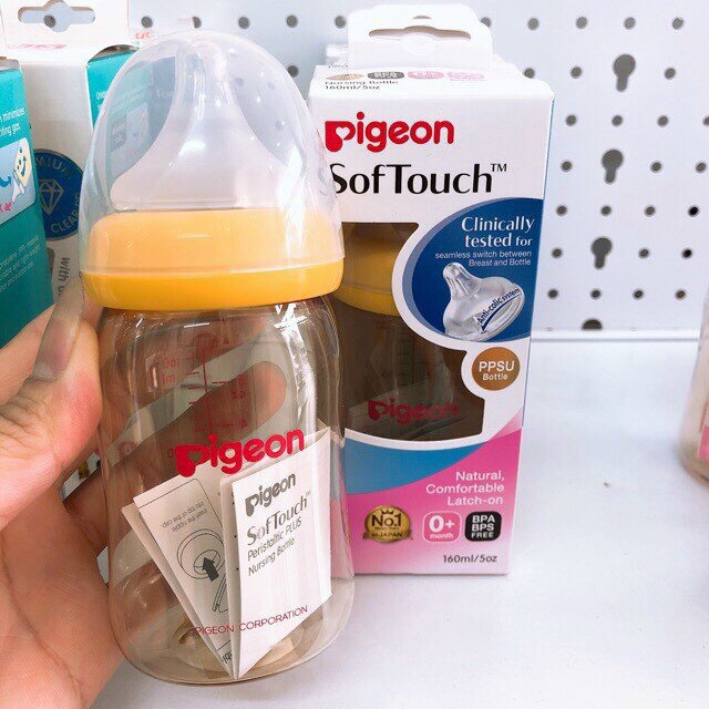 (TẶNG KÈM NÚM PIGEON) Bình sữa pigeon softouch PPSU nhập khẩu chính hãng