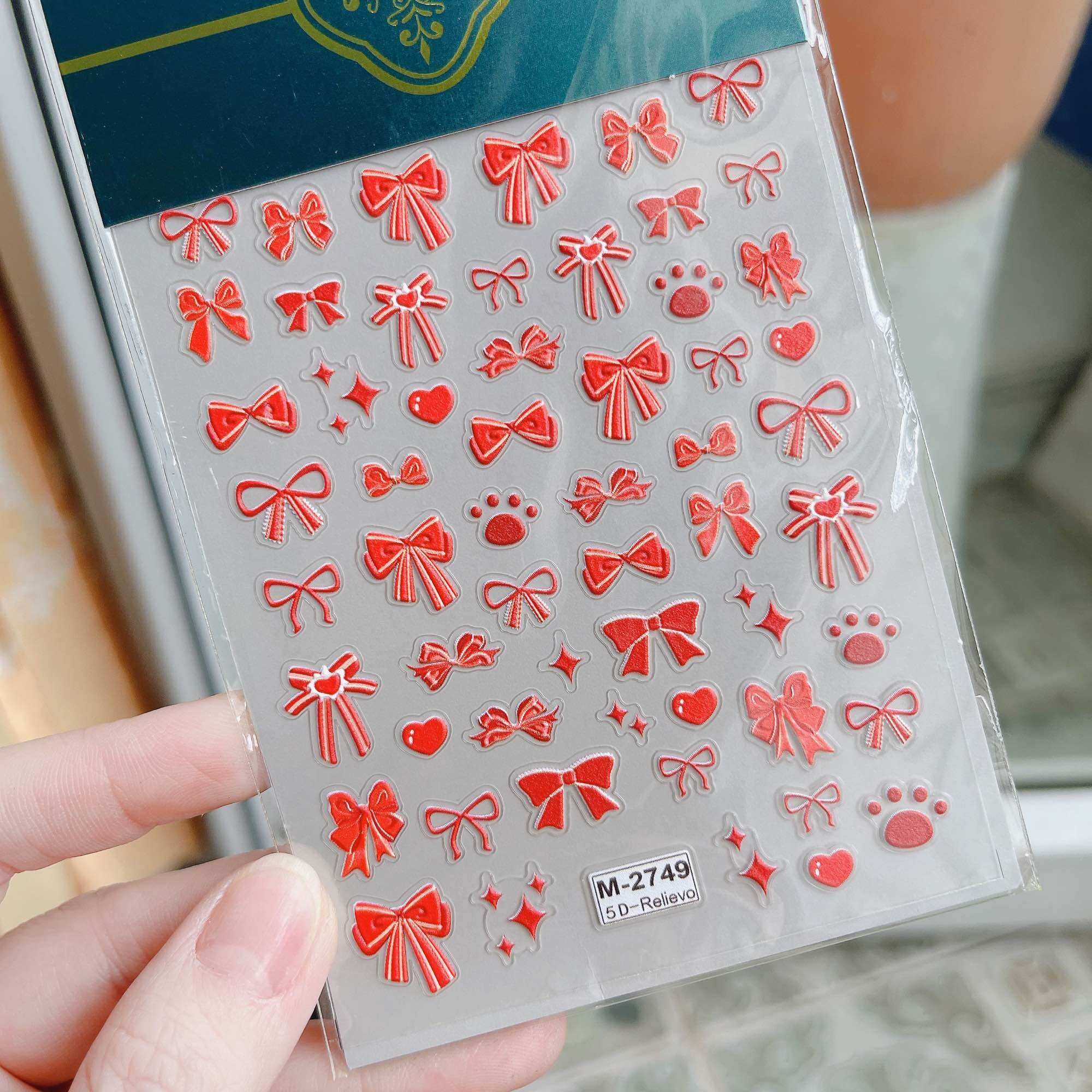 Sticker nơ lụa đính đá tomoni cao cấp dán móng siêu xinh