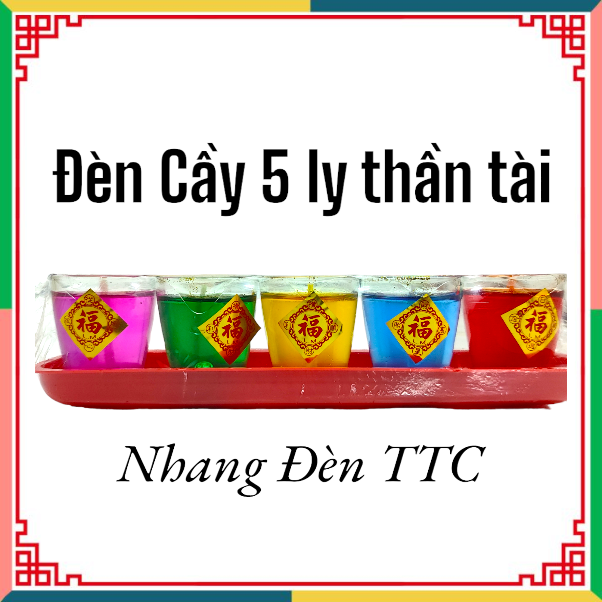Đèn cầy ngũ sắc 5 ly thần tài cháy lâu thờ cúng thần tài ông địa