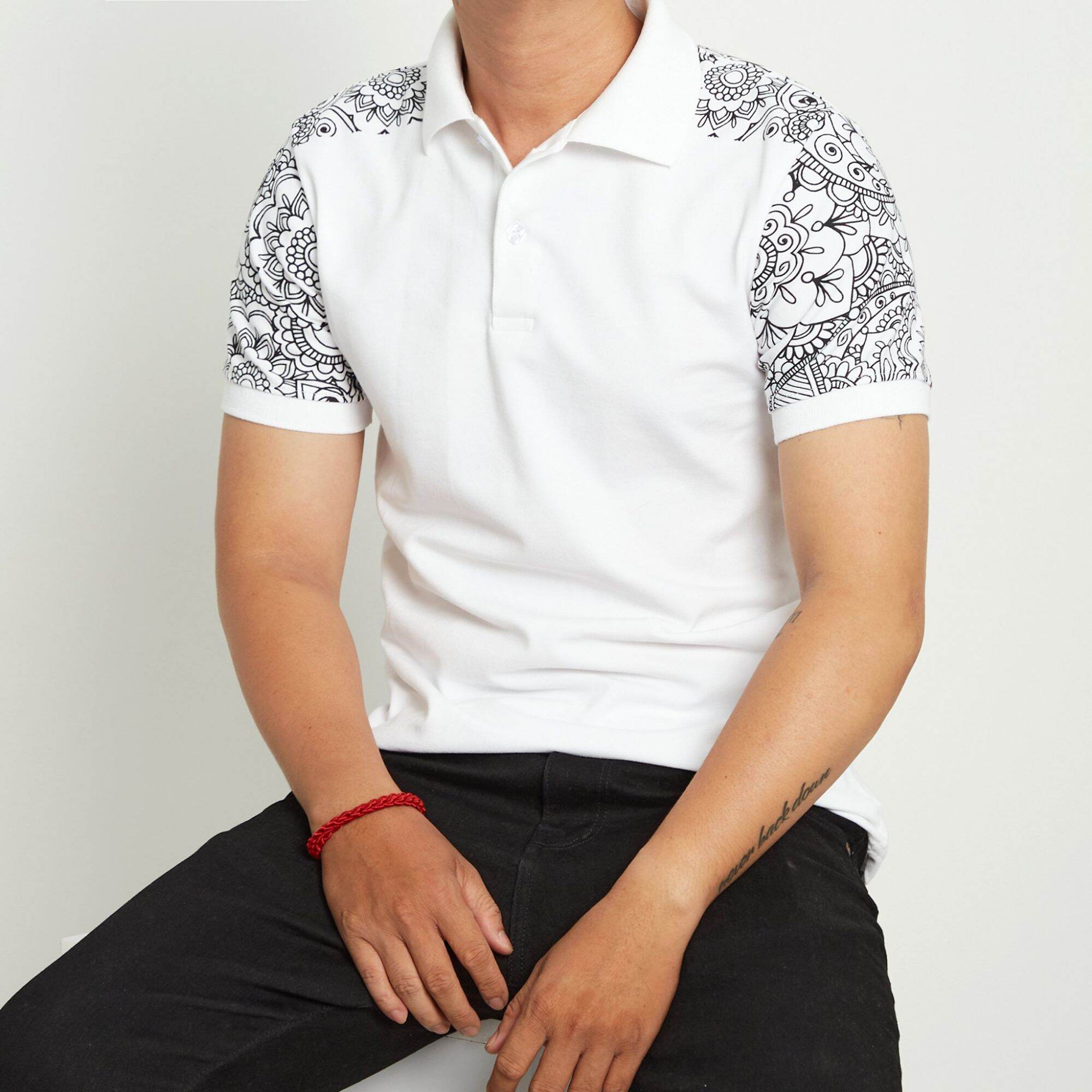 [size to 90-110kg] Áo thun polo ngắn tay in hoa văn