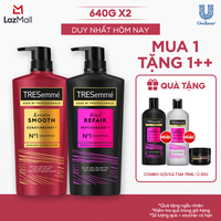 Combo Dầu Gội Keratin Smooth Keratinbond+ Và Bond Repair Peptidebond+ Giúp Ngăn Gãy Rụng Và Vào Nếp Suôn Mượt 640g X2