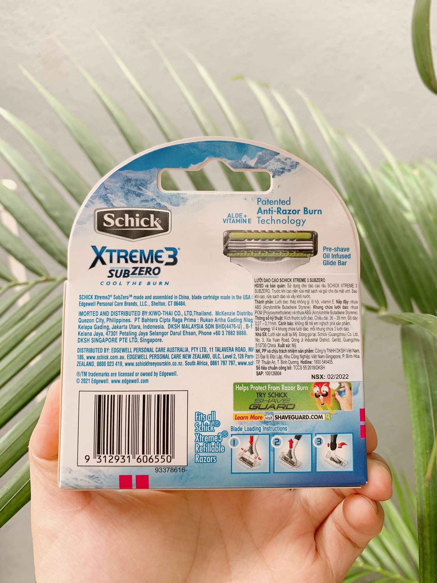 [HÀNG MỚI] Hộp lưỡi dao cạo SCHICK XTREME 3 SUBZERO(4 LƯỠI/HÔP)